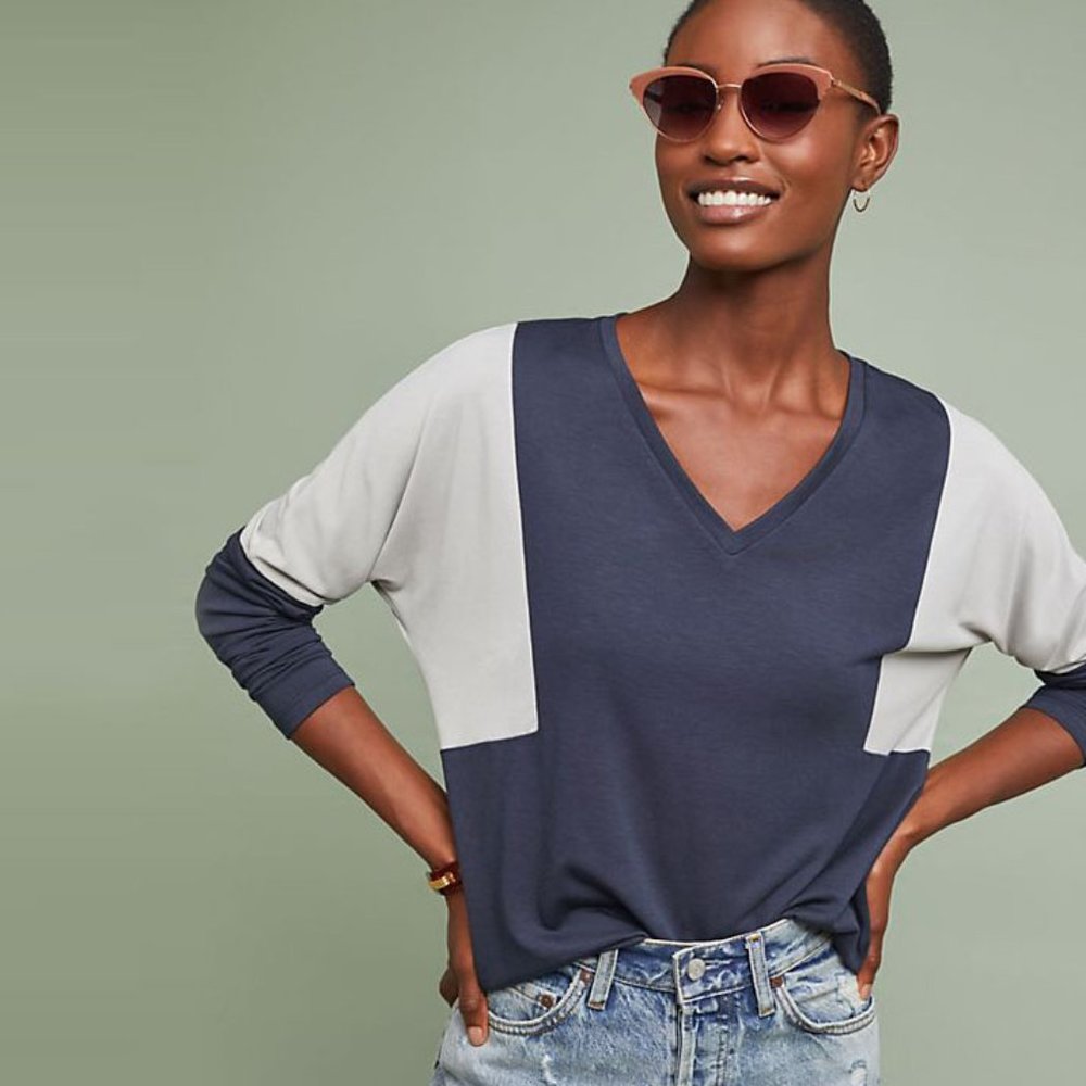 NWOT Anthro COA Lovren Colorblock Long Sleeve Top